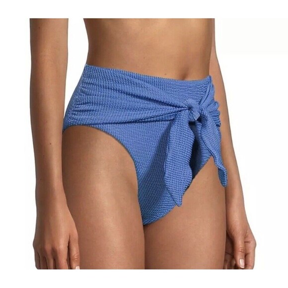 Veronica Beard Azoia High Waist Bikini Swimsuit Bottom In Riviera Blue Sz M New - Picture 3 of 13